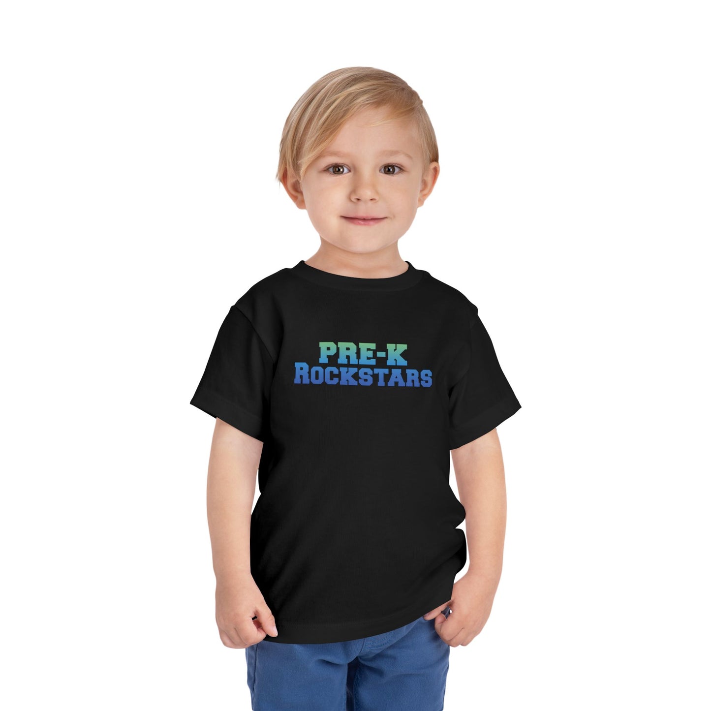Custom Green-Blue Pre-K Rockstars Toddler T-Shirt