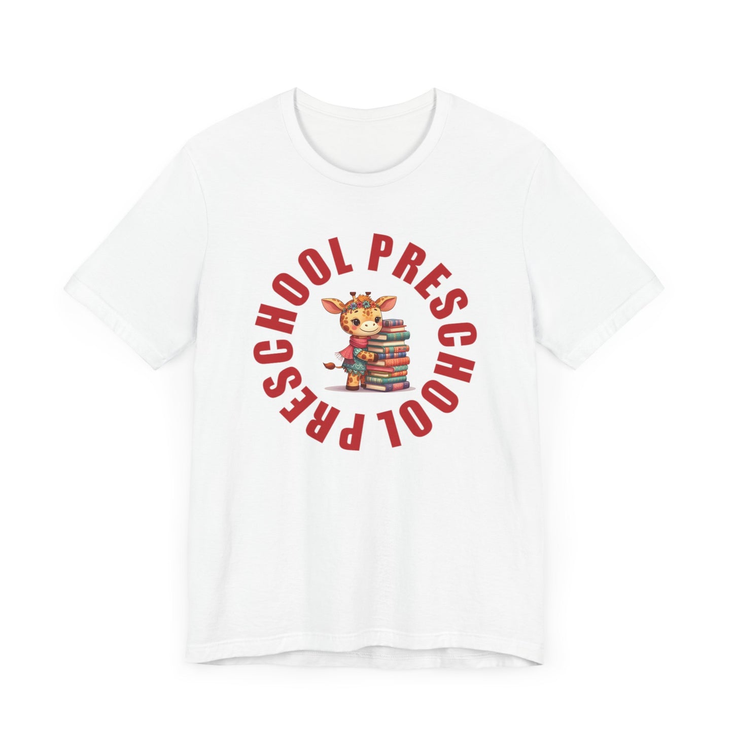 Custom Unisex Preschool Giraffe with Books T-Shirt