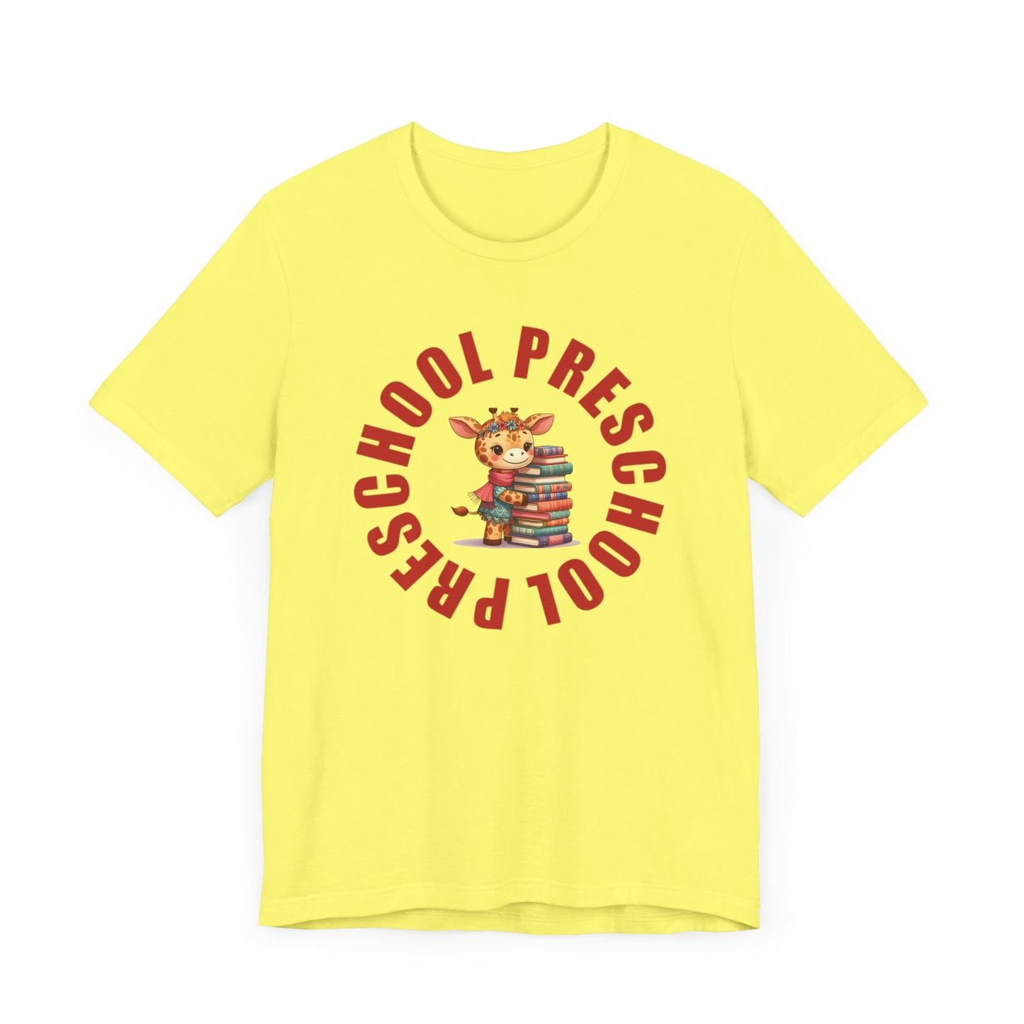 Custom Unisex Preschool Giraffe with Books T-Shirt