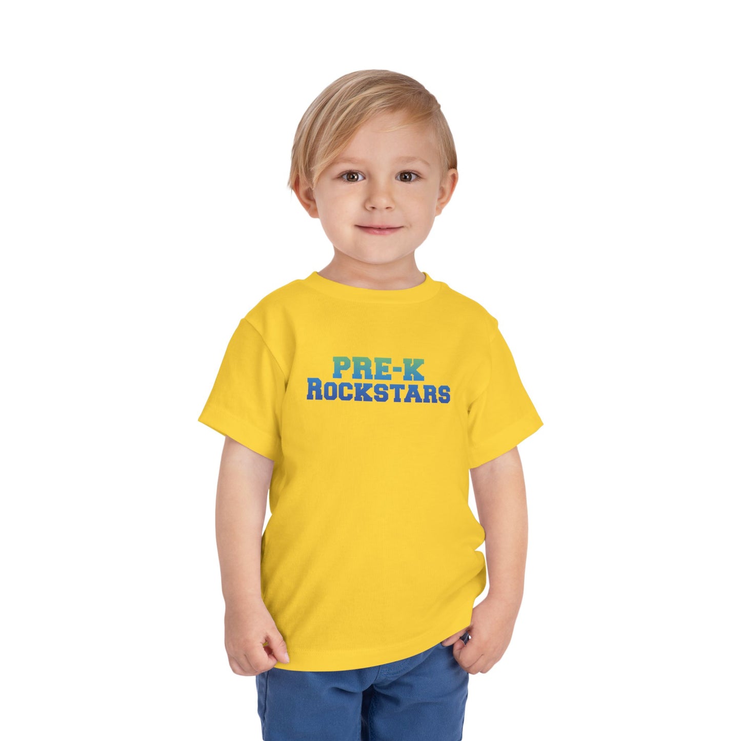 Custom Green-Blue Pre-K Rockstars Toddler T-Shirt