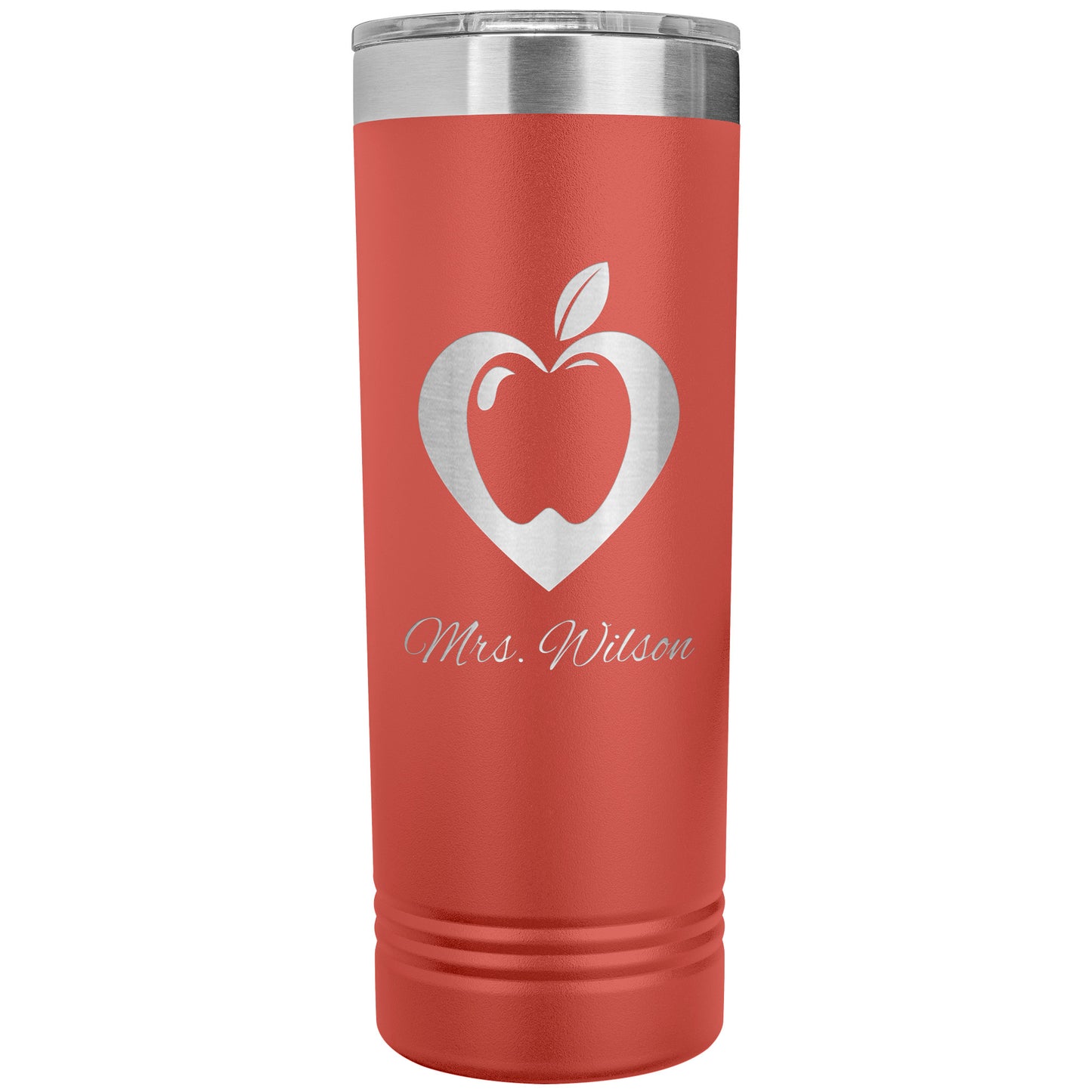 Custom Heart Apple Skinny Travel Tumbler