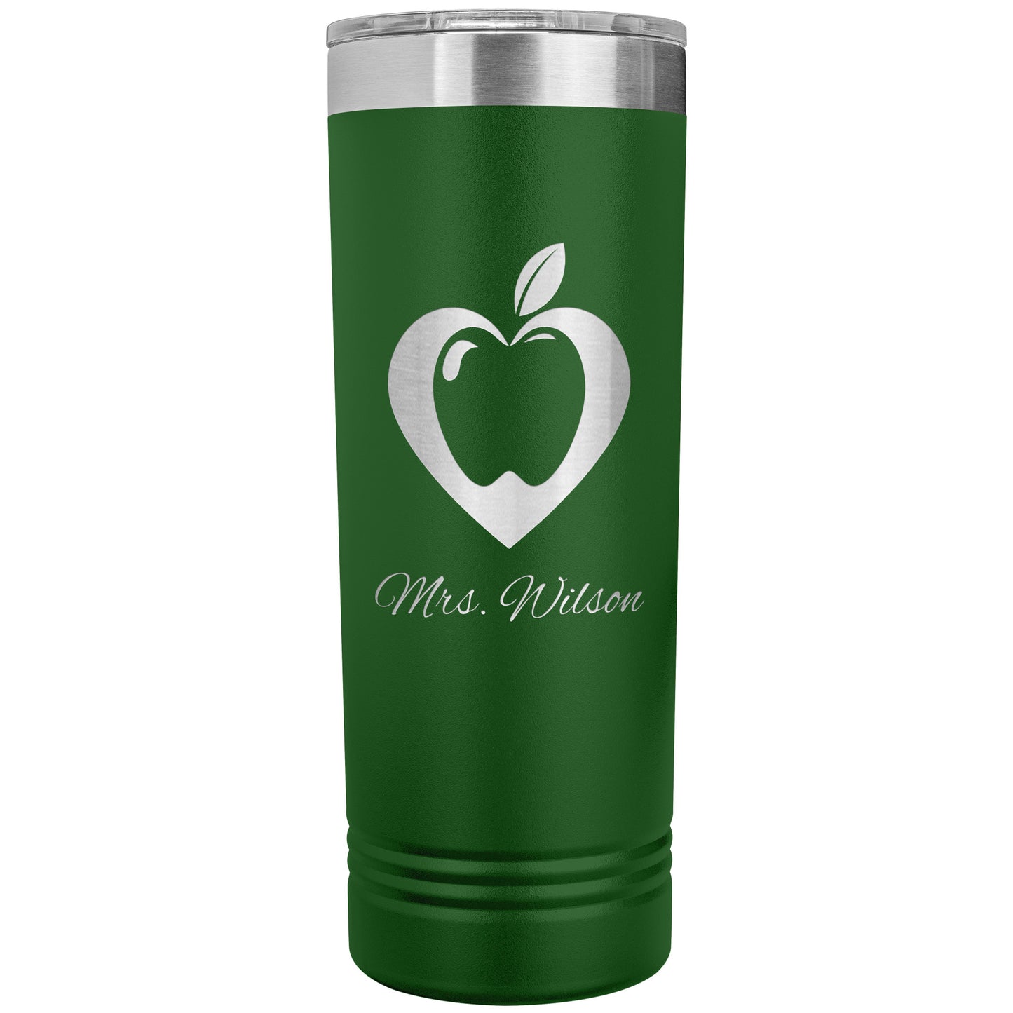 Custom Heart Apple Skinny Travel Tumbler