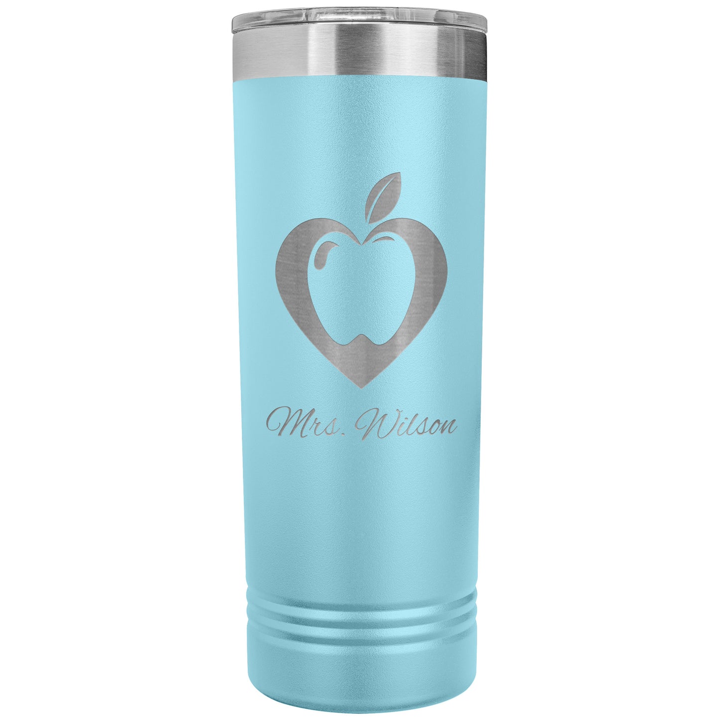 Custom Heart Apple Skinny Travel Tumbler