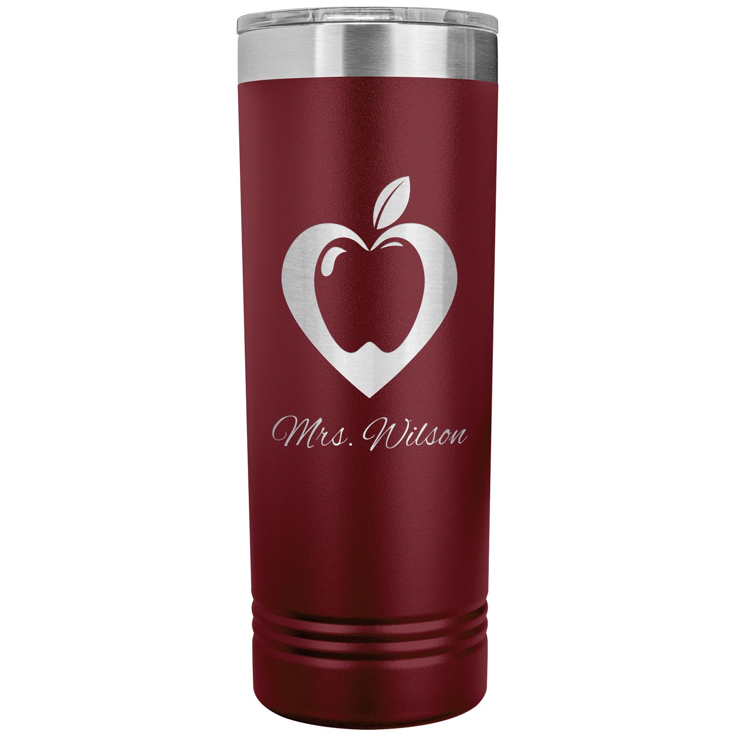 Custom Heart Apple Skinny Travel Tumbler