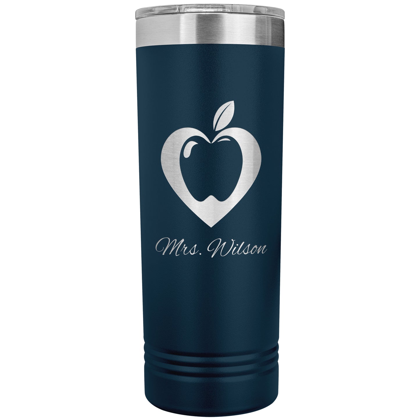 Custom Heart Apple Skinny Travel Tumbler
