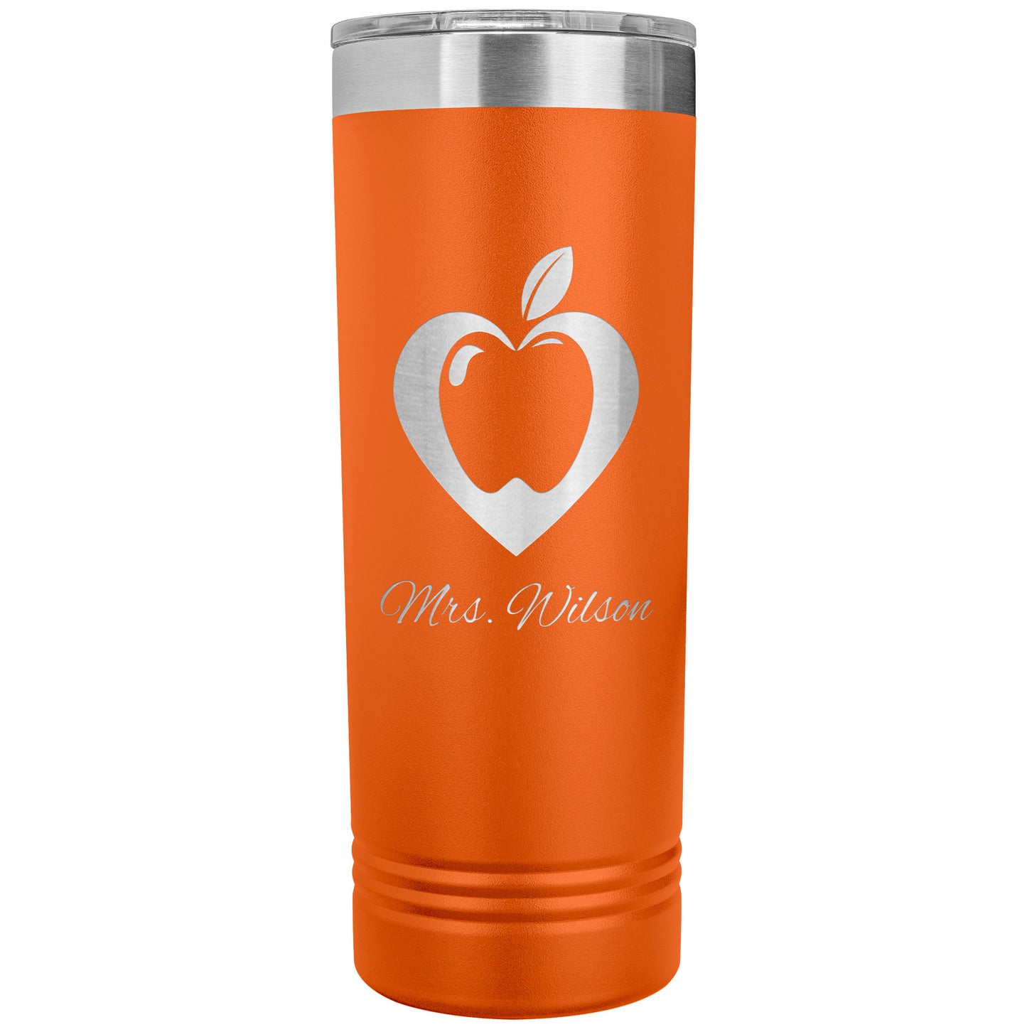 Custom Heart Apple Skinny Travel Tumbler