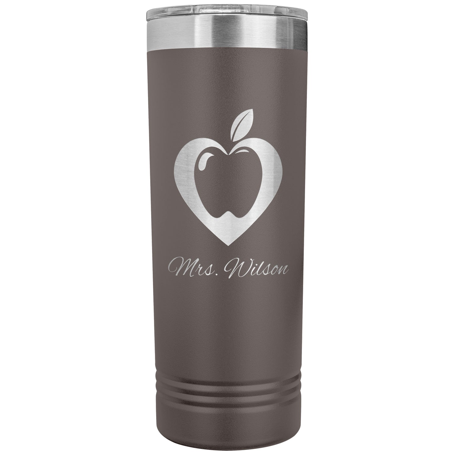 Custom Heart Apple Skinny Travel Tumbler
