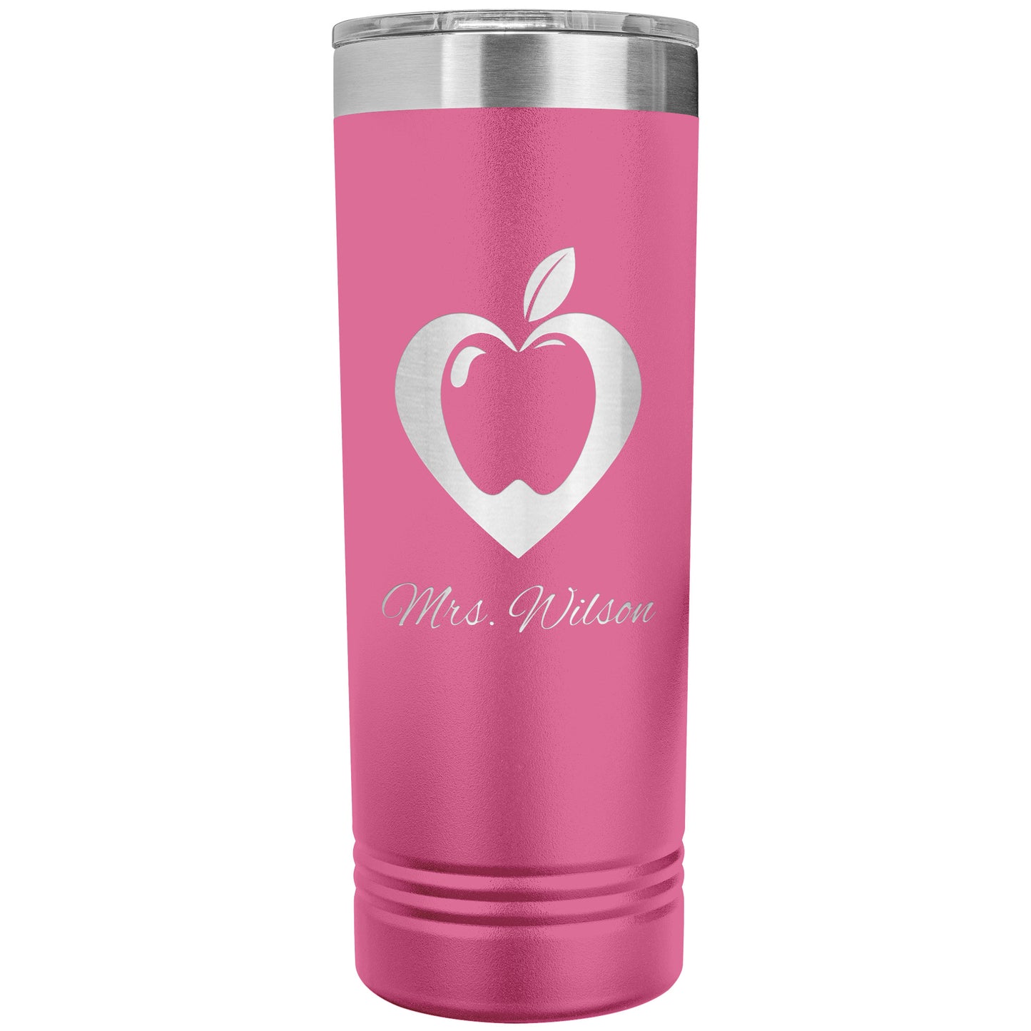 Custom Heart Apple Skinny Travel Tumbler