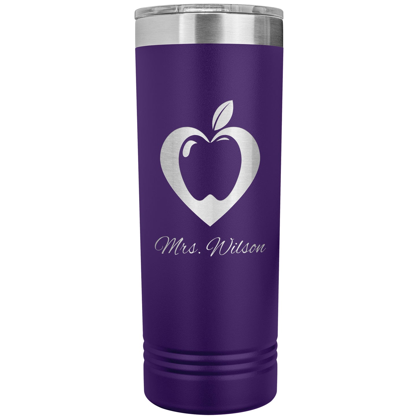 Custom Heart Apple Skinny Travel Tumbler