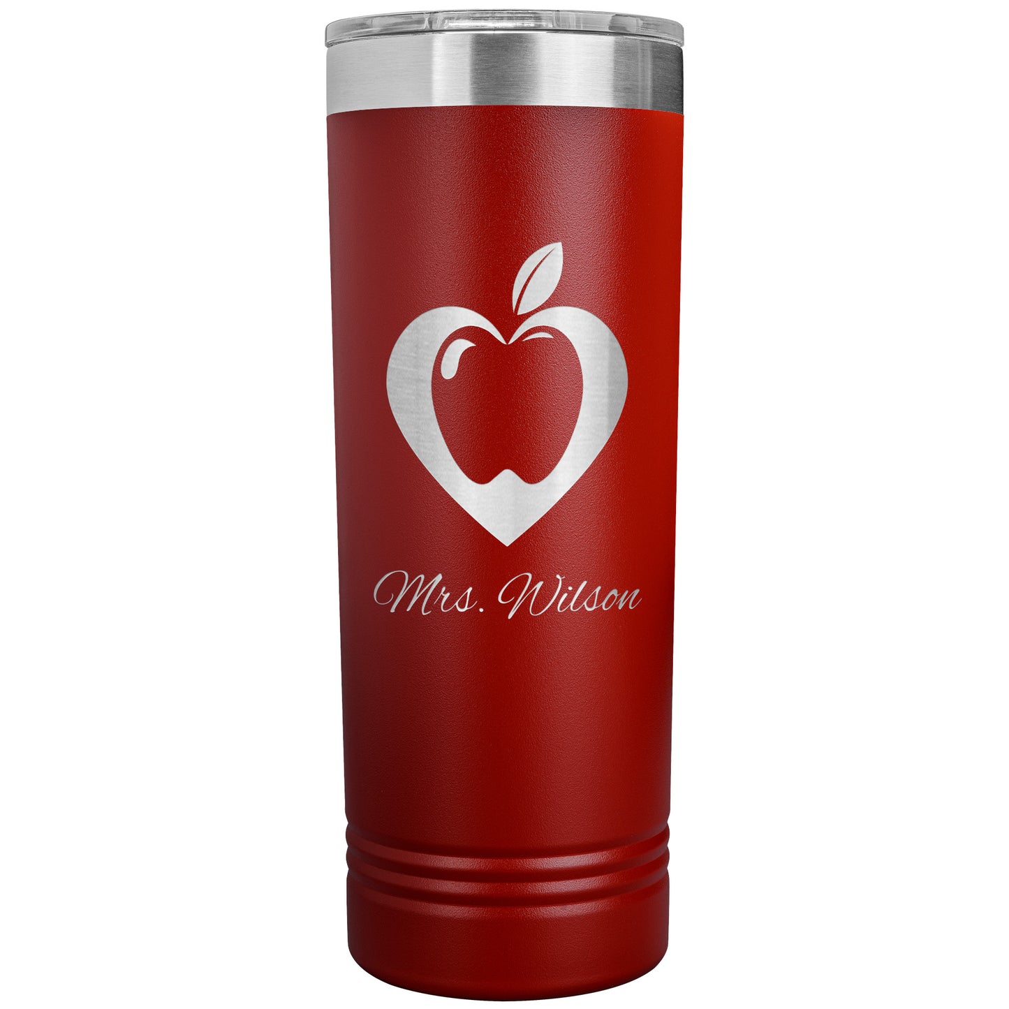 Custom Heart Apple Skinny Travel Tumbler