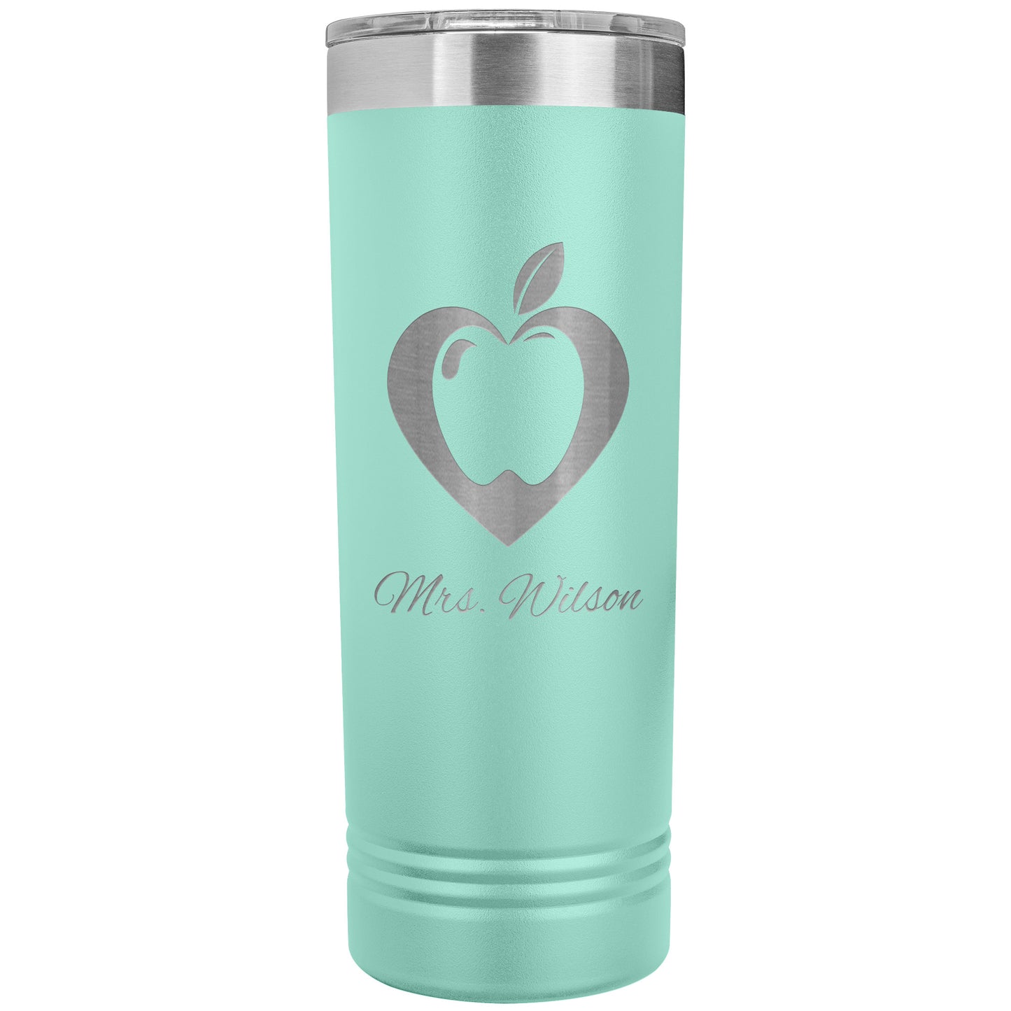 Custom Heart Apple Skinny Travel Tumbler