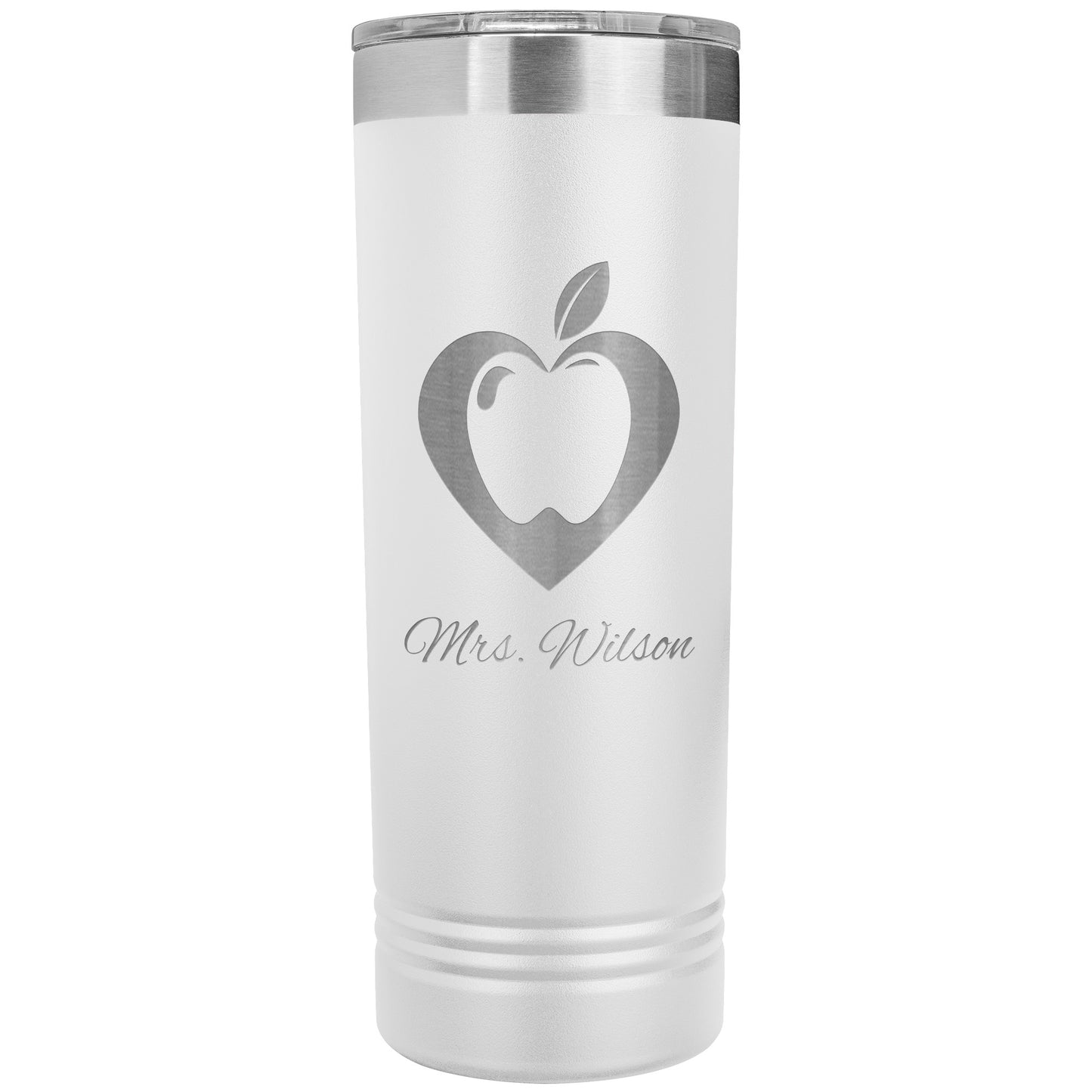 Custom Heart Apple Skinny Travel Tumbler
