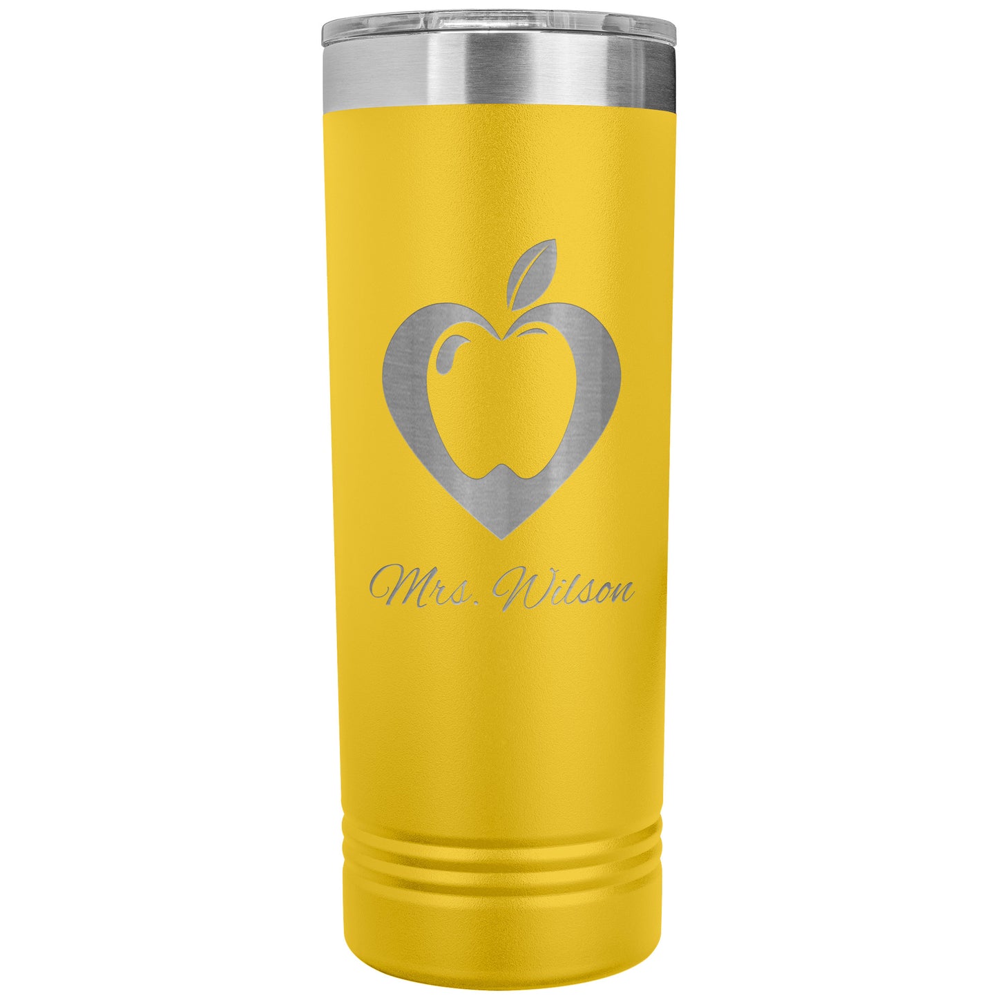 Custom Heart Apple Skinny Travel Tumbler