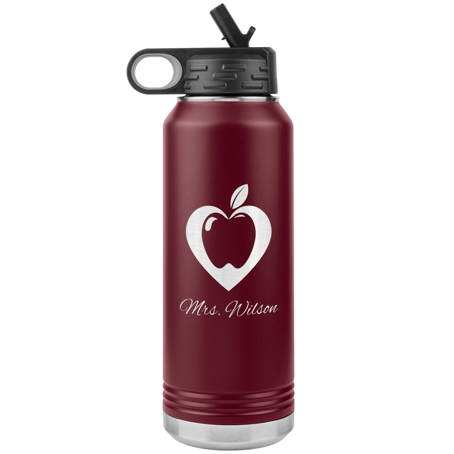 Custom Heart Apple Water Bottle Tumbler