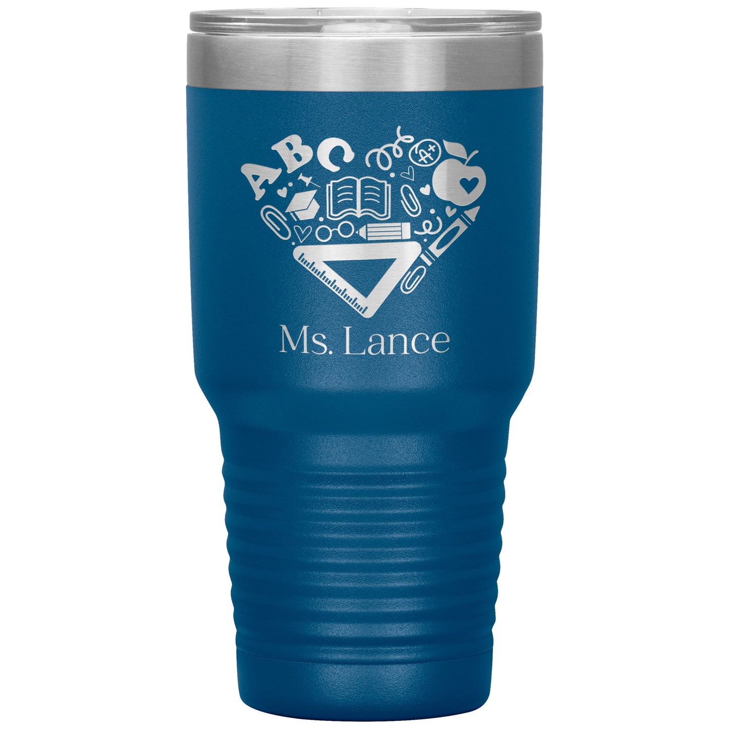 Custom Heart Teacher Supplies 30oz Travel Tumbler