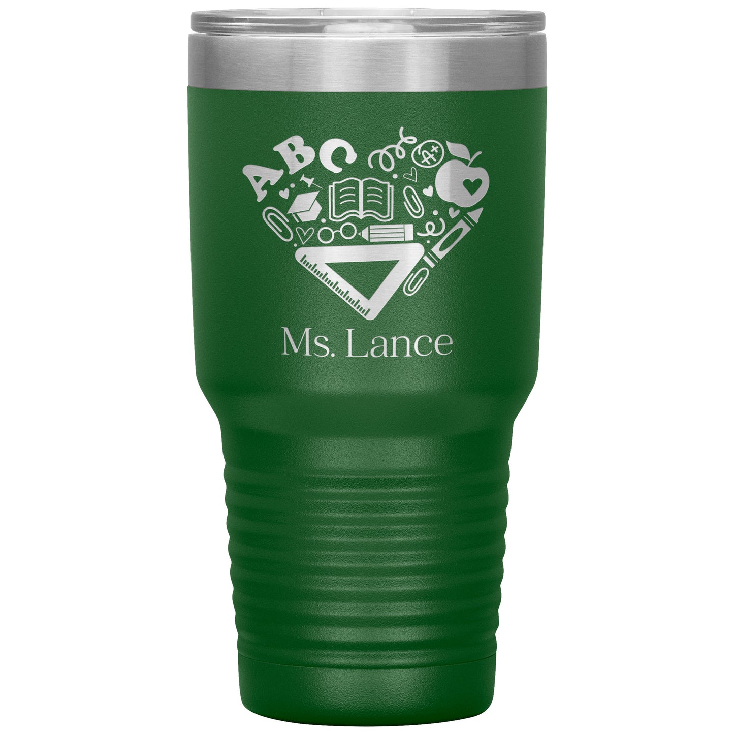 Custom Heart Teacher Supplies 30oz Travel Tumbler