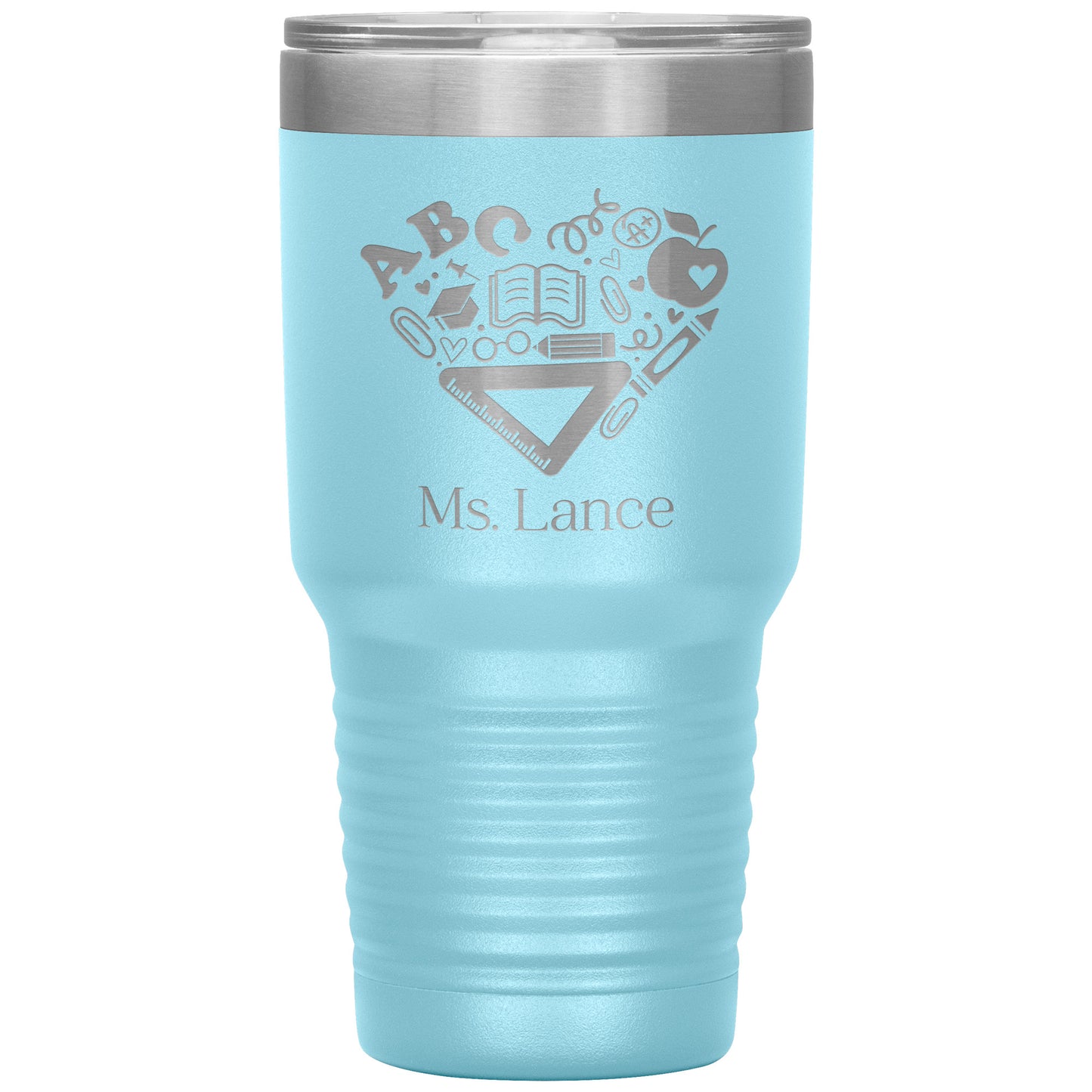 Custom Heart Teacher Supplies 30oz Travel Tumbler