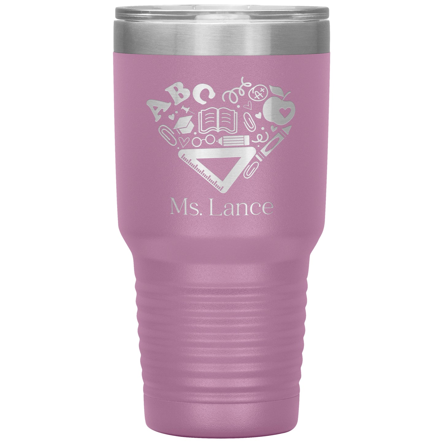 Custom Heart Teacher Supplies 30oz Travel Tumbler