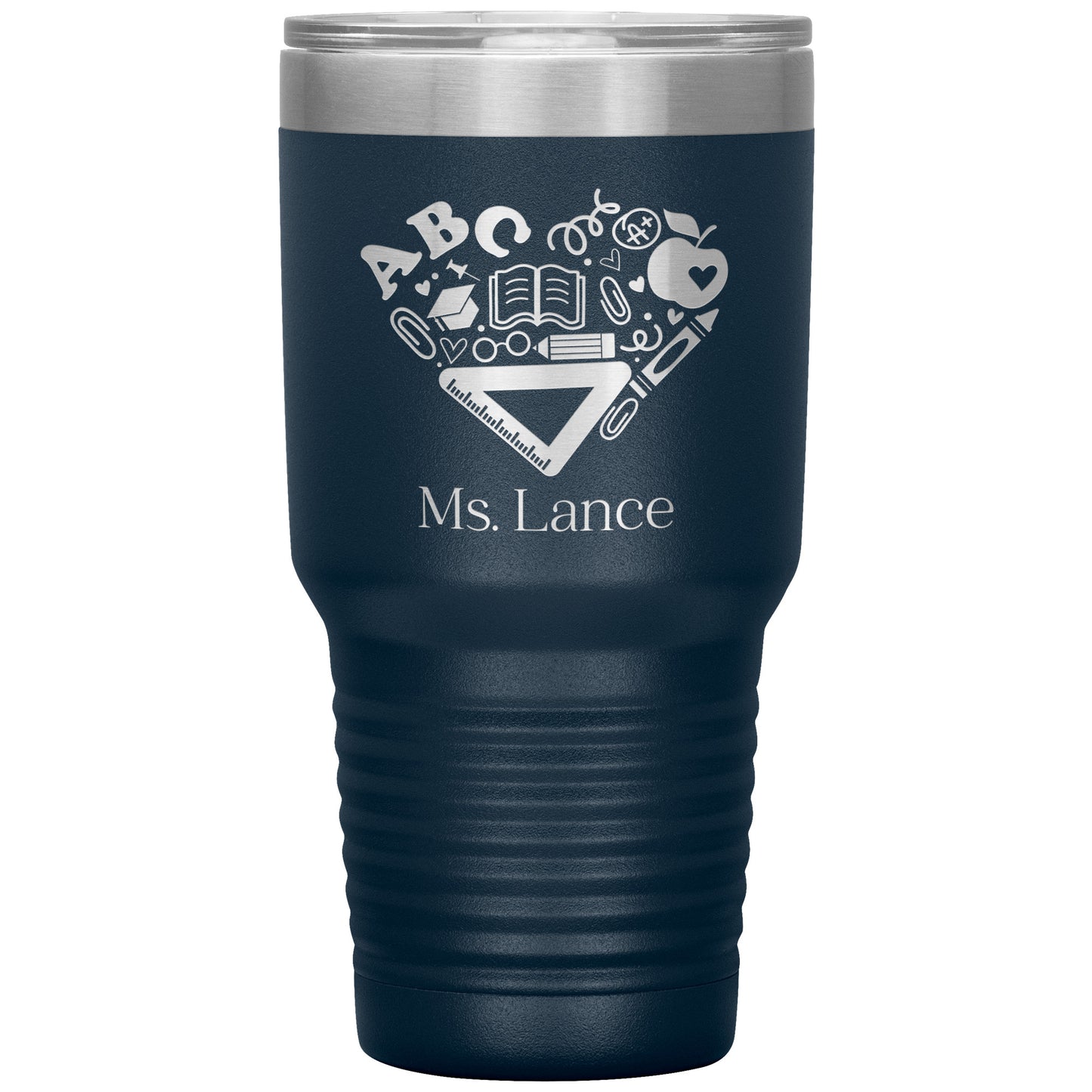 Custom Heart Teacher Supplies 30oz Travel Tumbler