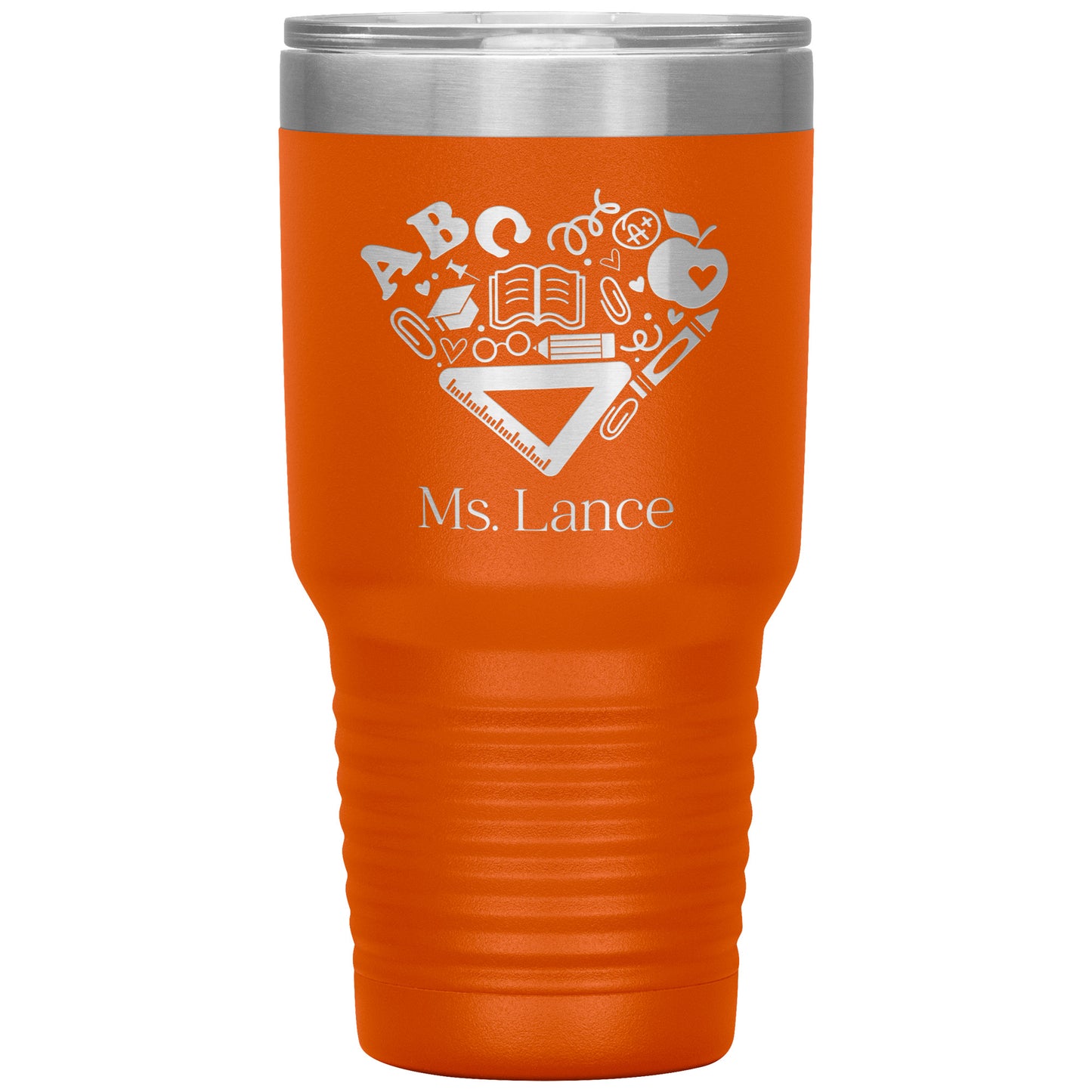 Custom Heart Teacher Supplies 30oz Travel Tumbler