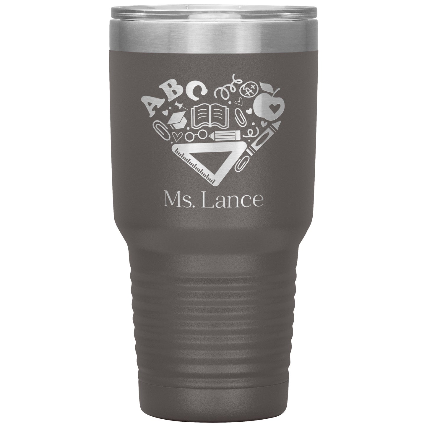 Custom Heart Teacher Supplies 30oz Travel Tumbler