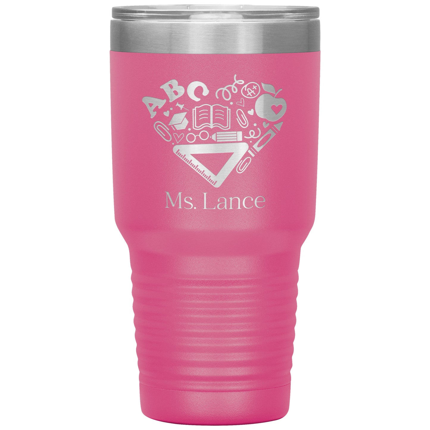 Custom Heart Teacher Supplies 30oz Travel Tumbler