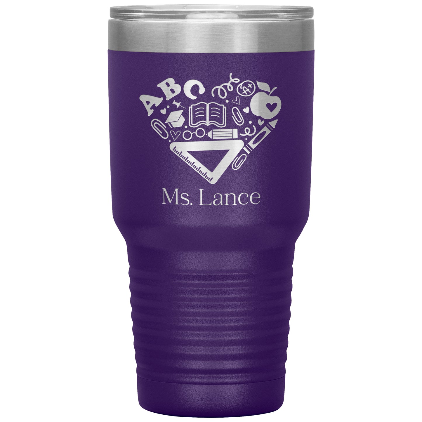 Custom Heart Teacher Supplies 30oz Travel Tumbler