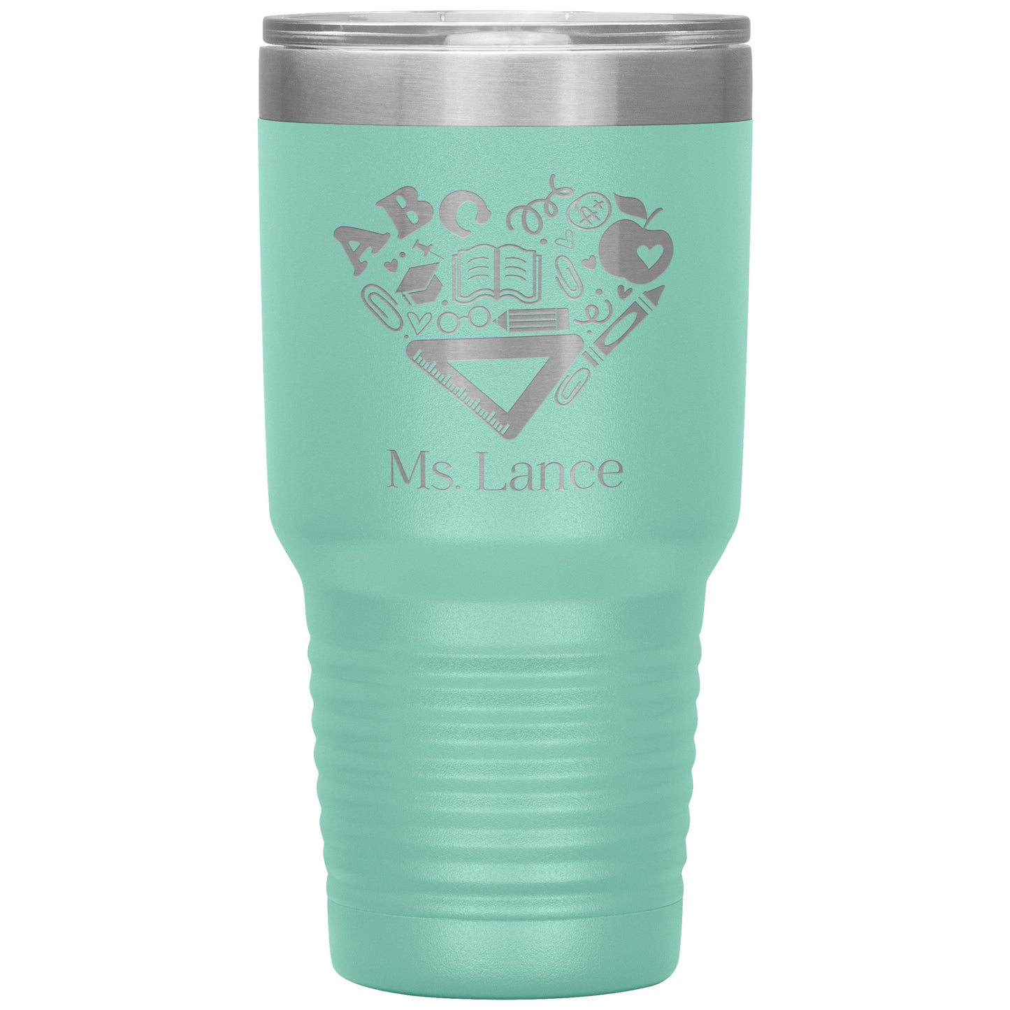 Custom Heart Teacher Supplies 30oz Travel Tumbler