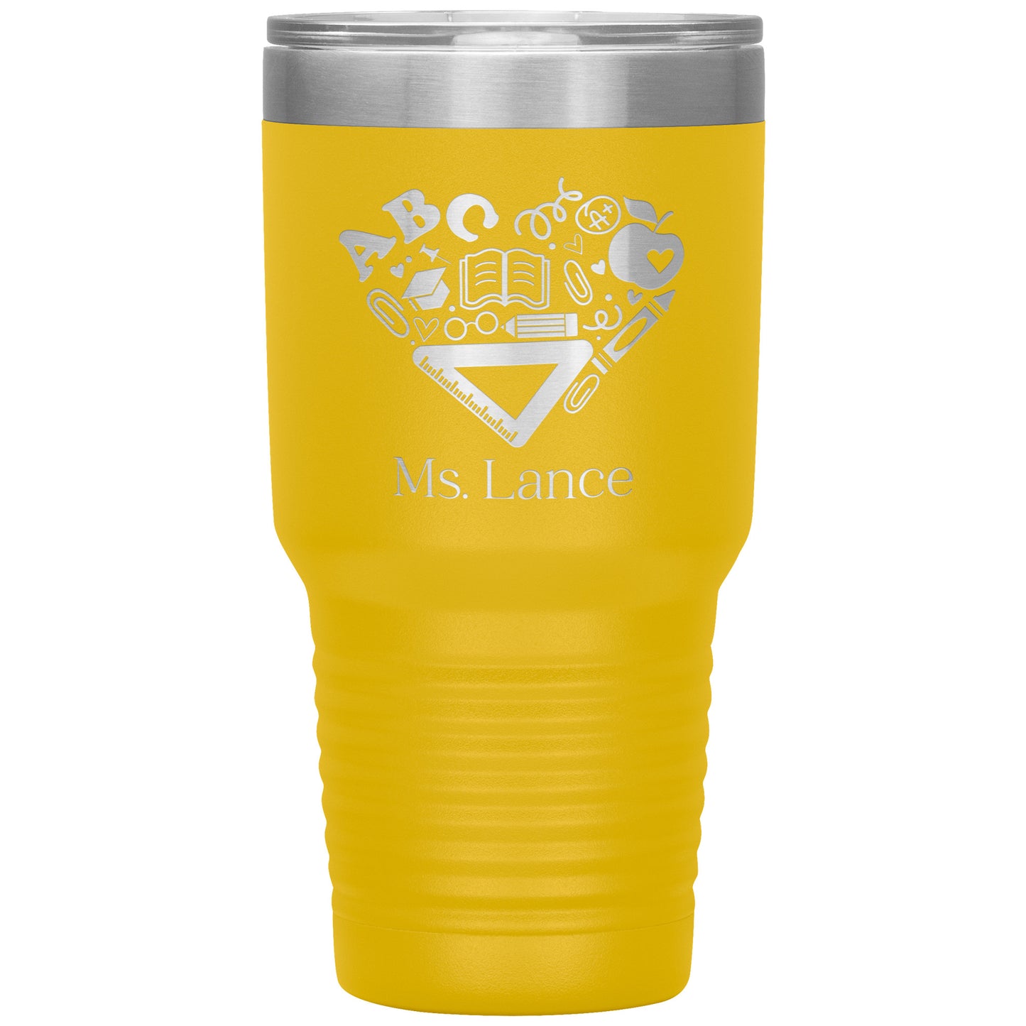 Custom Heart Teacher Supplies 30oz Travel Tumbler