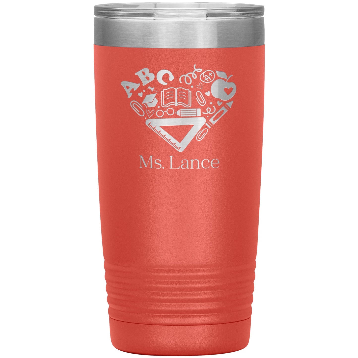 Custom Heart Teacher Supplies Travel Tumbler