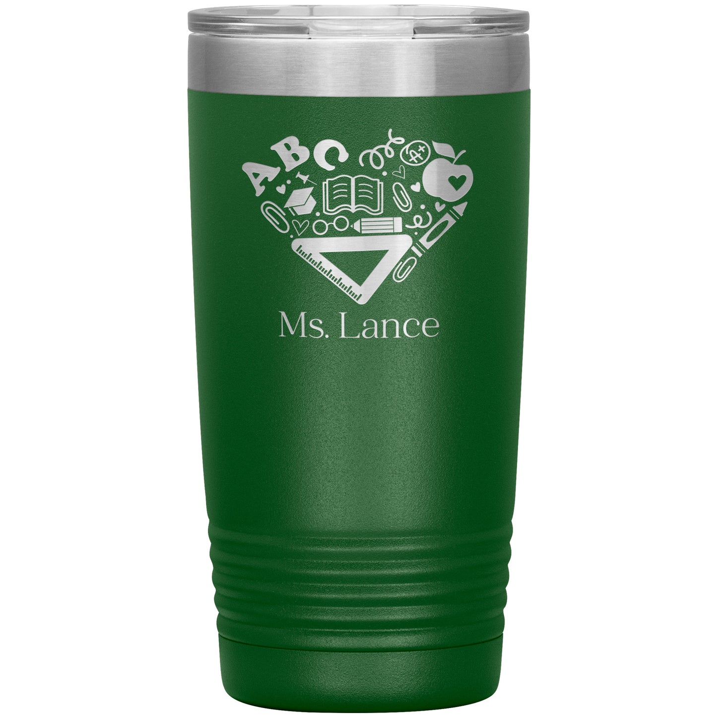 Custom Heart Teacher Supplies Travel Tumbler