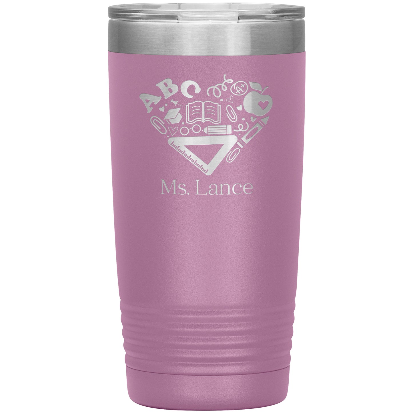 Custom Heart Teacher Supplies Travel Tumbler