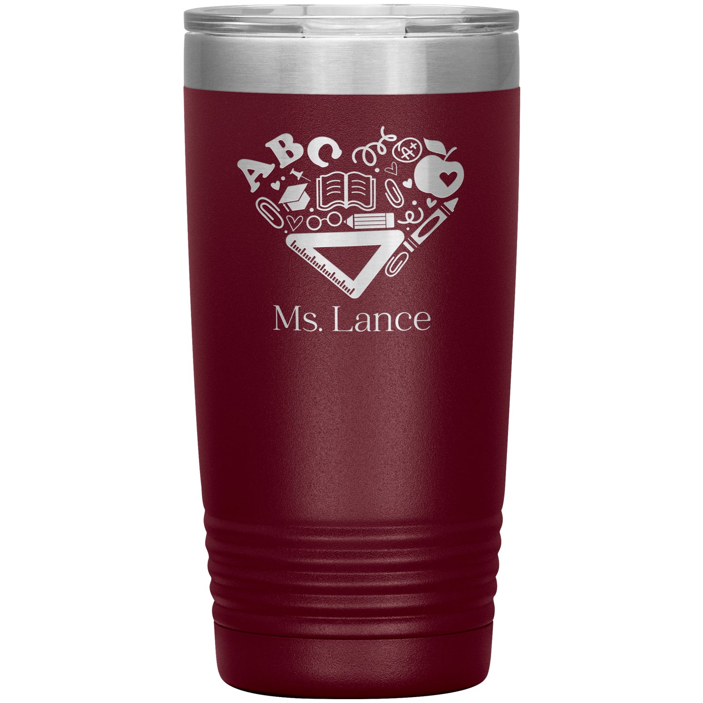 Custom Heart Teacher Supplies Travel Tumbler