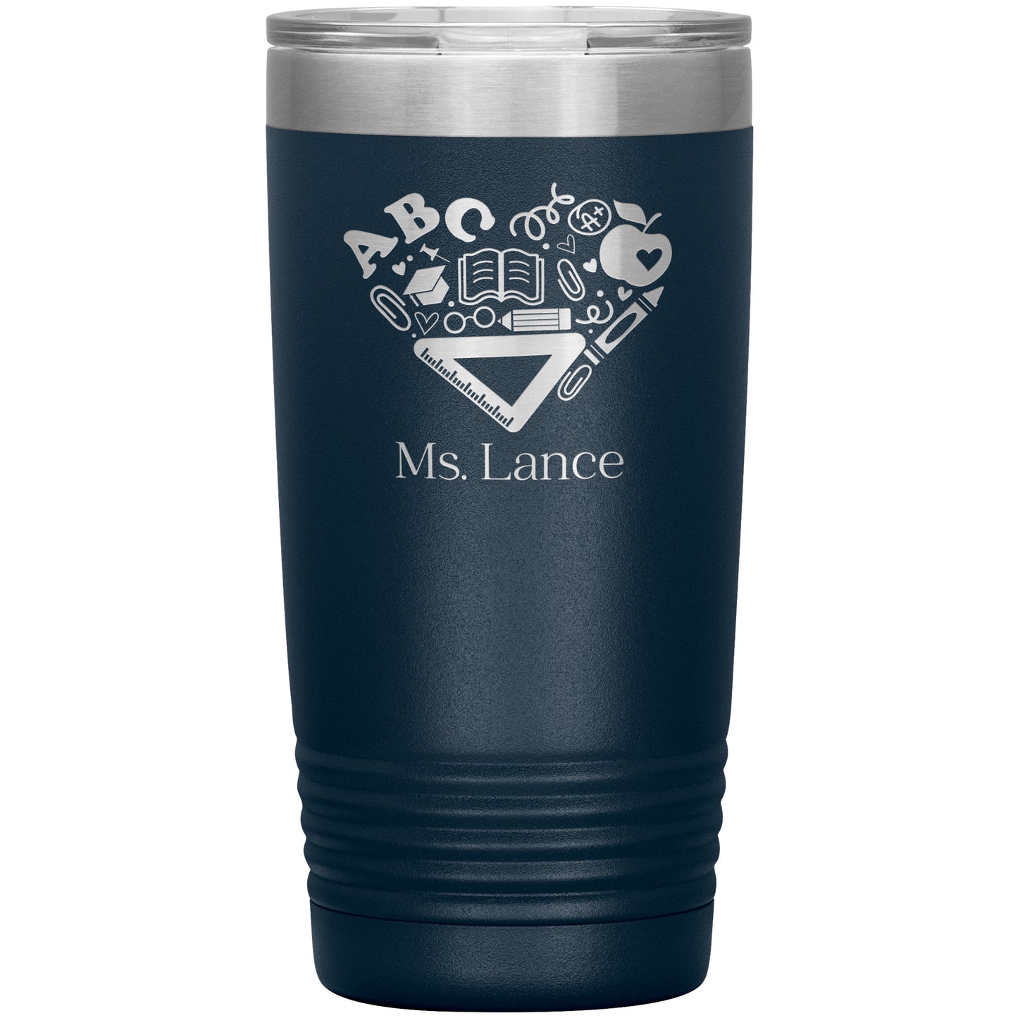 Custom Heart Teacher Supplies Travel Tumbler