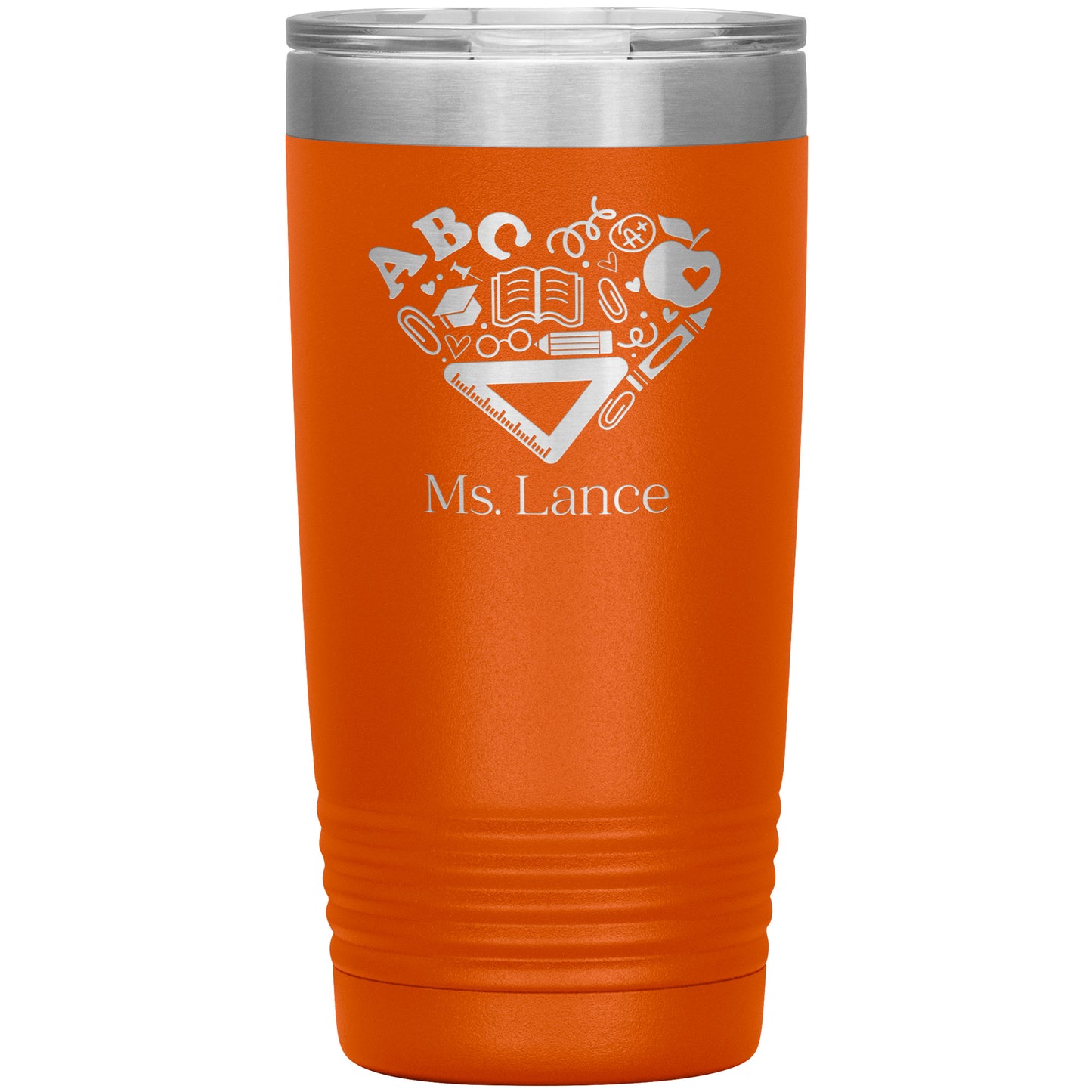 Custom Heart Teacher Supplies Travel Tumbler