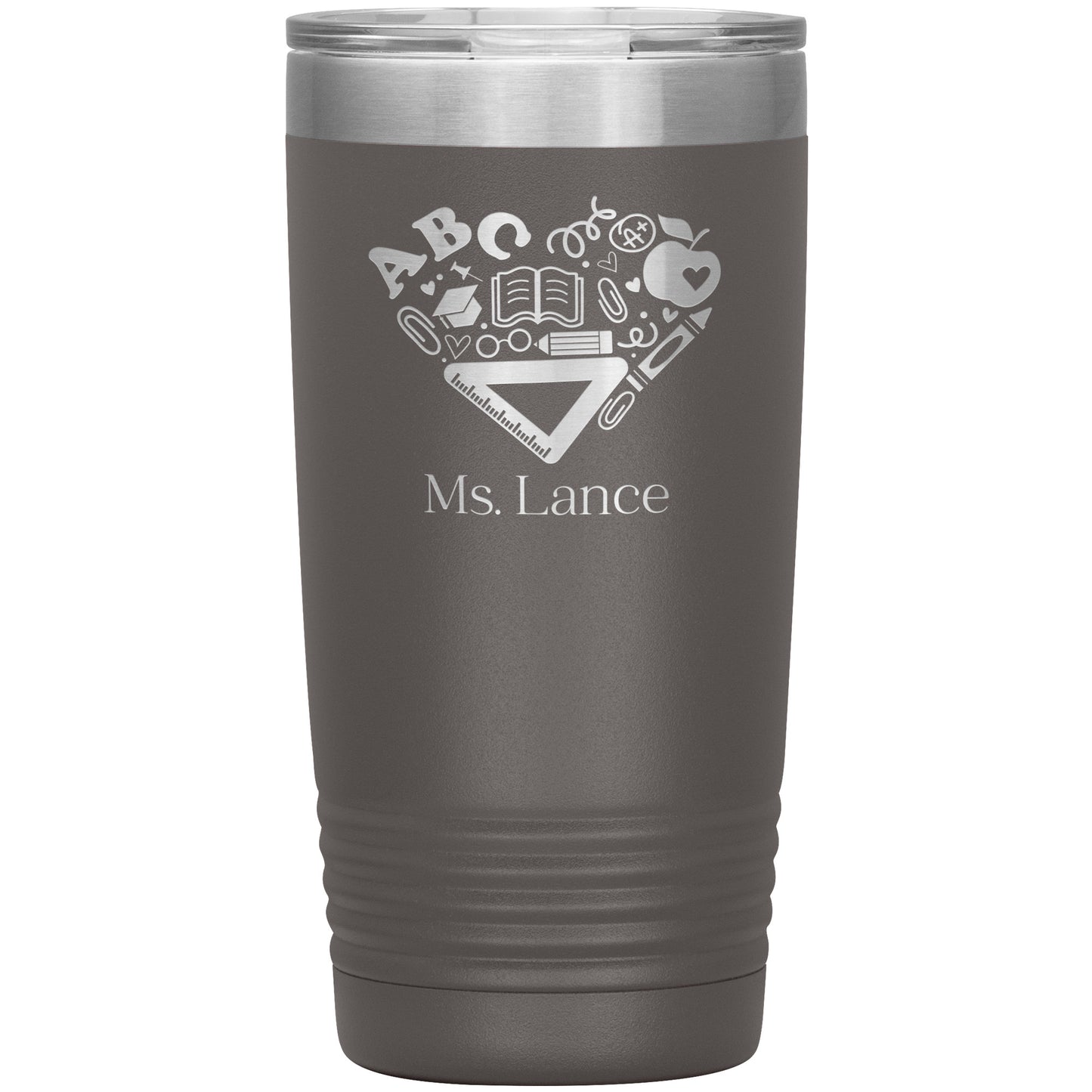 Custom Heart Teacher Supplies Travel Tumbler