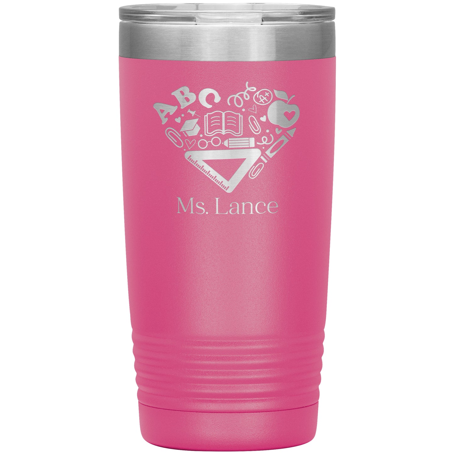 Custom Heart Teacher Supplies Travel Tumbler