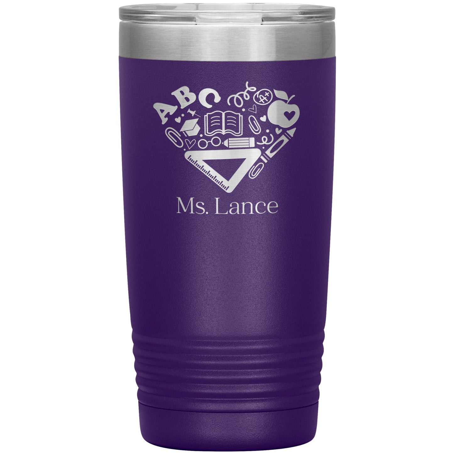 Custom Heart Teacher Supplies Travel Tumbler