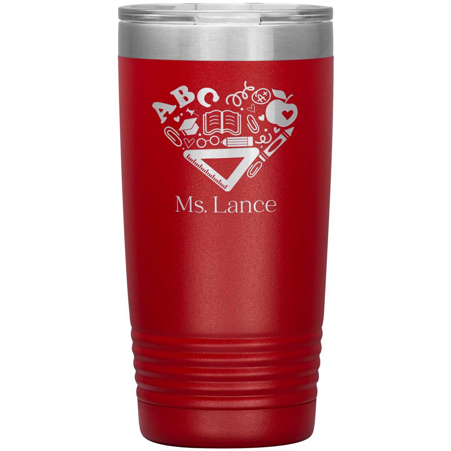 Custom Heart Teacher Supplies Travel Tumbler