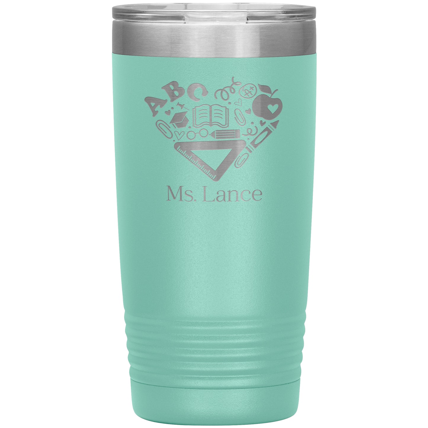 Custom Heart Teacher Supplies Travel Tumbler