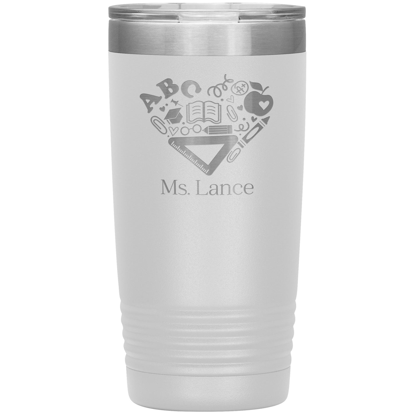 Custom Heart Teacher Supplies Travel Tumbler