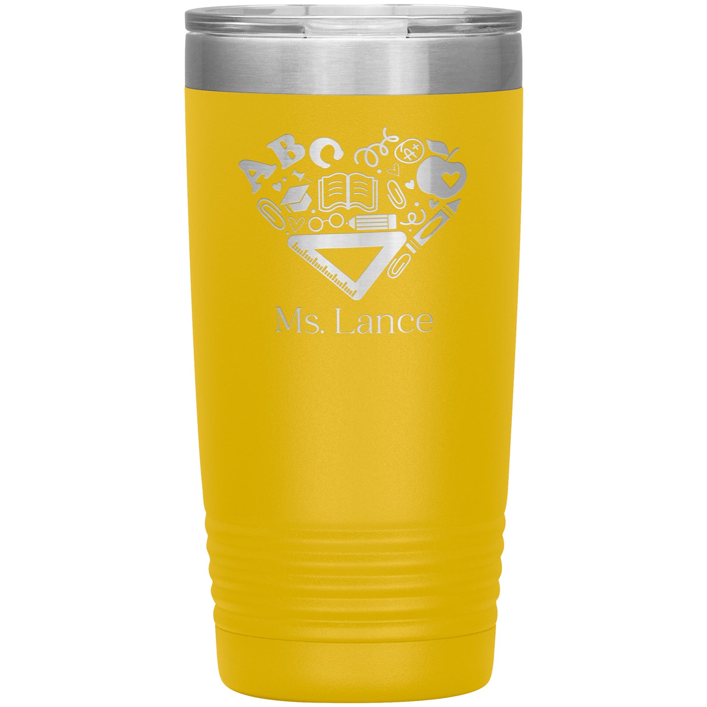 Custom Heart Teacher Supplies Travel Tumbler