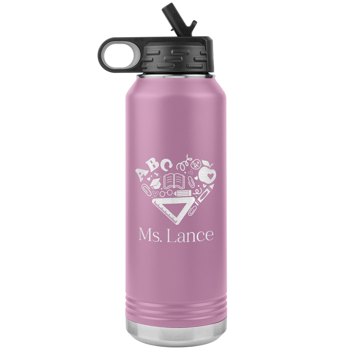 Custom Heart Teacher Supplies Water Bottle Tumbler
