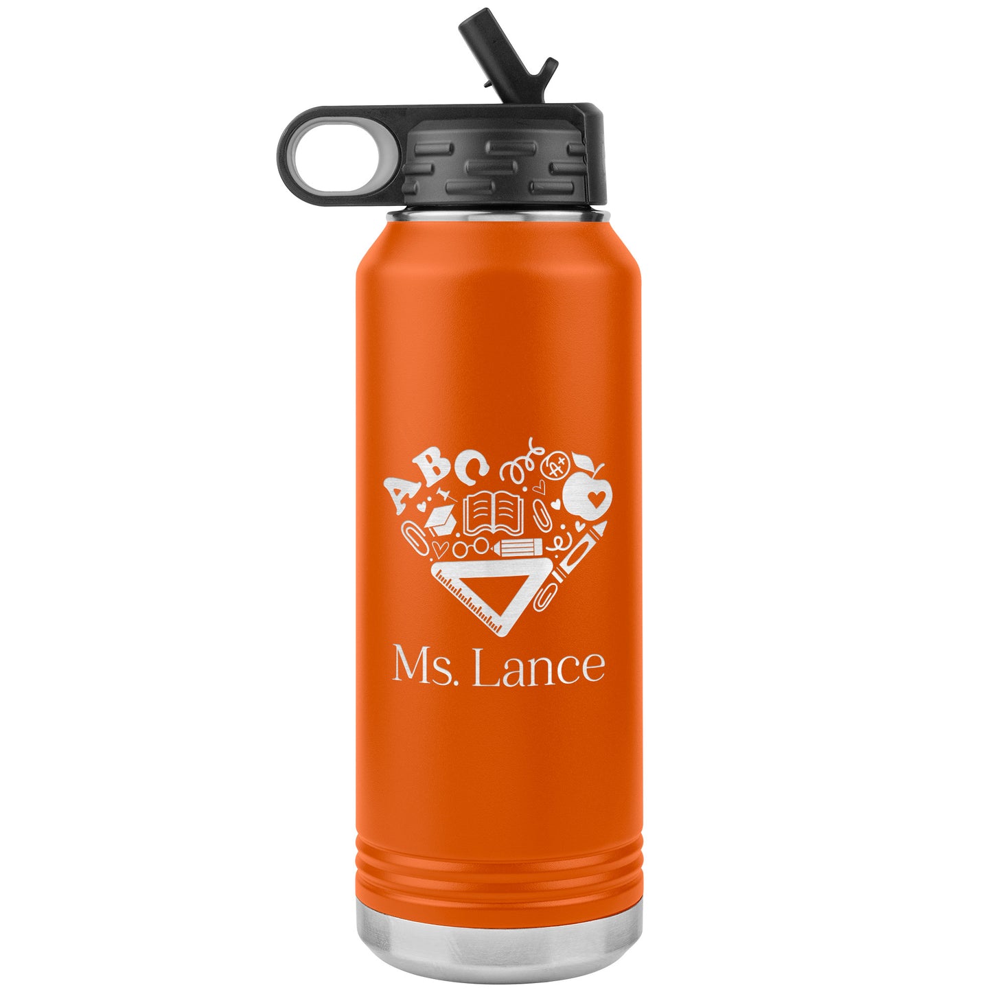 Custom Heart Teacher Supplies Water Bottle Tumbler