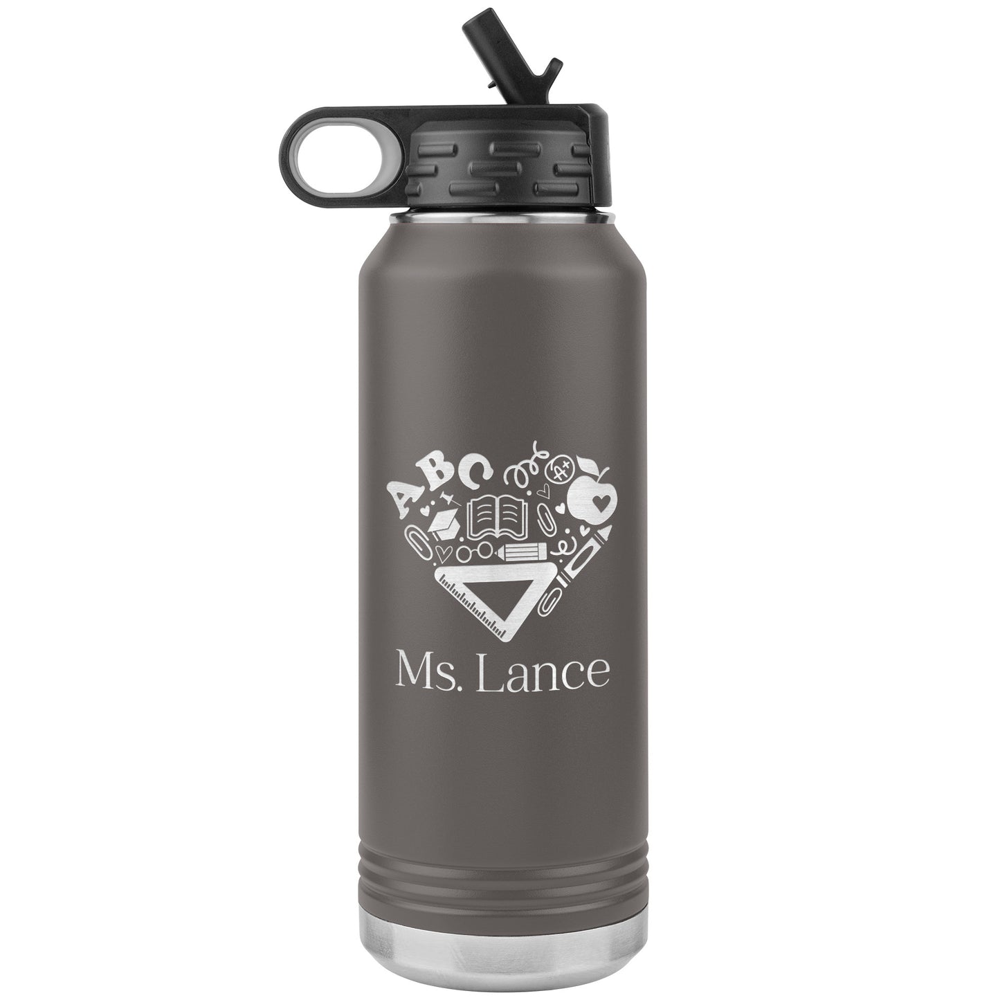 Custom Heart Teacher Supplies Water Bottle Tumbler