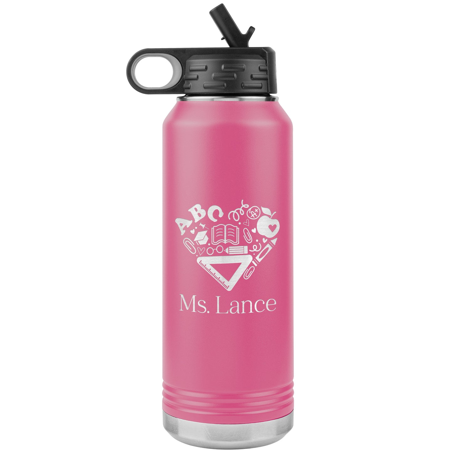 Custom Heart Teacher Supplies Water Bottle Tumbler