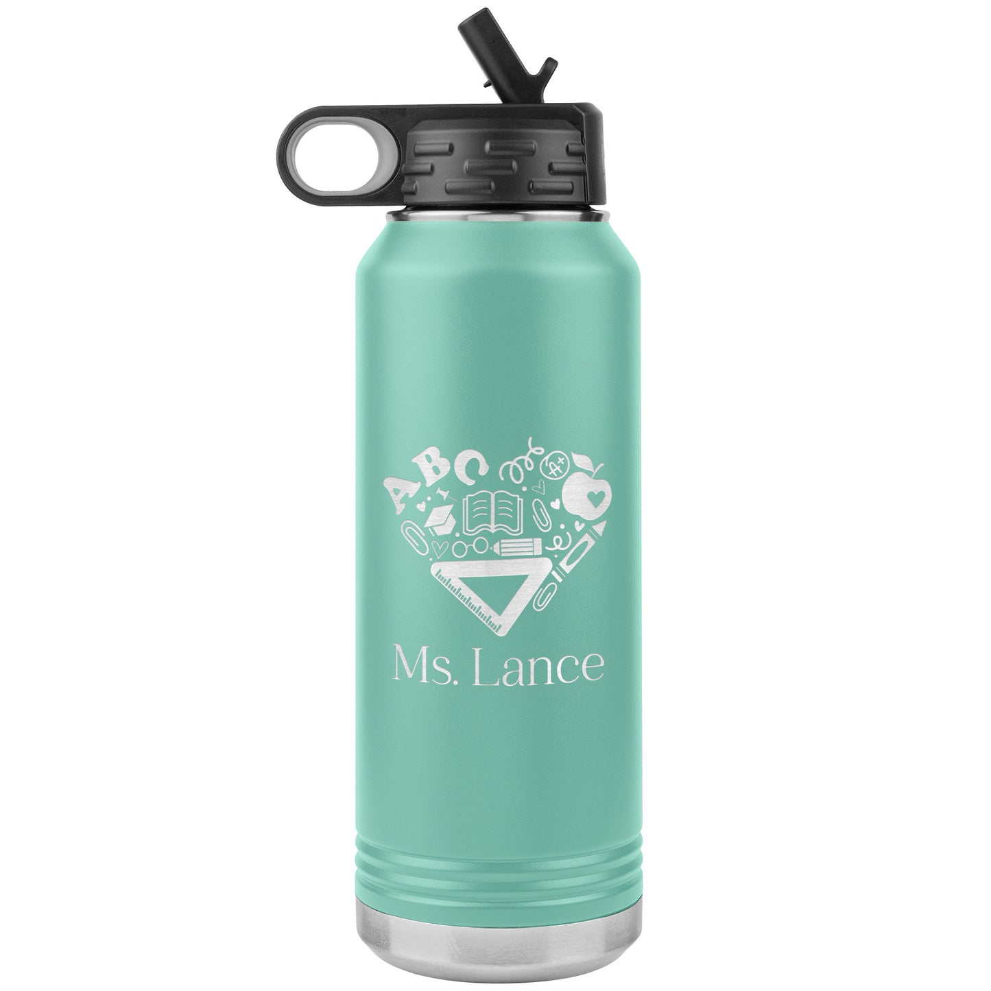 Custom Heart Teacher Supplies Water Bottle Tumbler