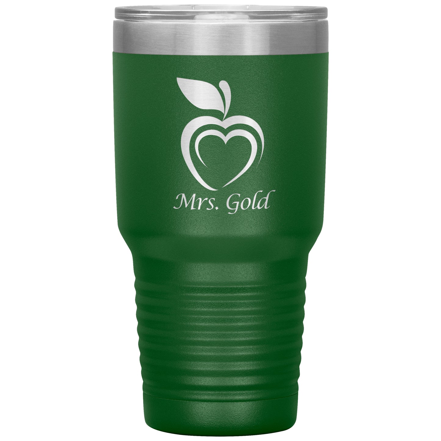 Custom Silhouette Apple Heart 30oz Travel Tumbler