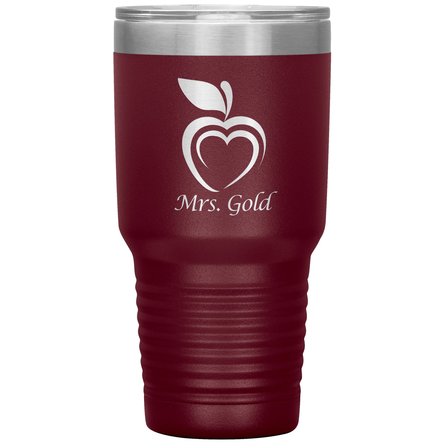 Custom Silhouette Apple Heart 30oz Travel Tumbler