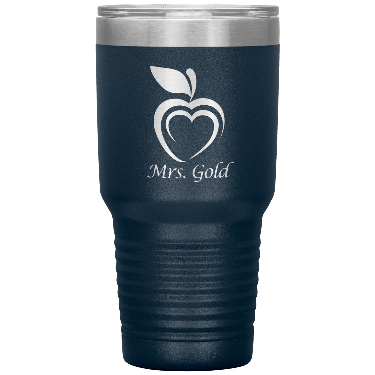 Custom Silhouette Apple Heart 30oz Travel Tumbler